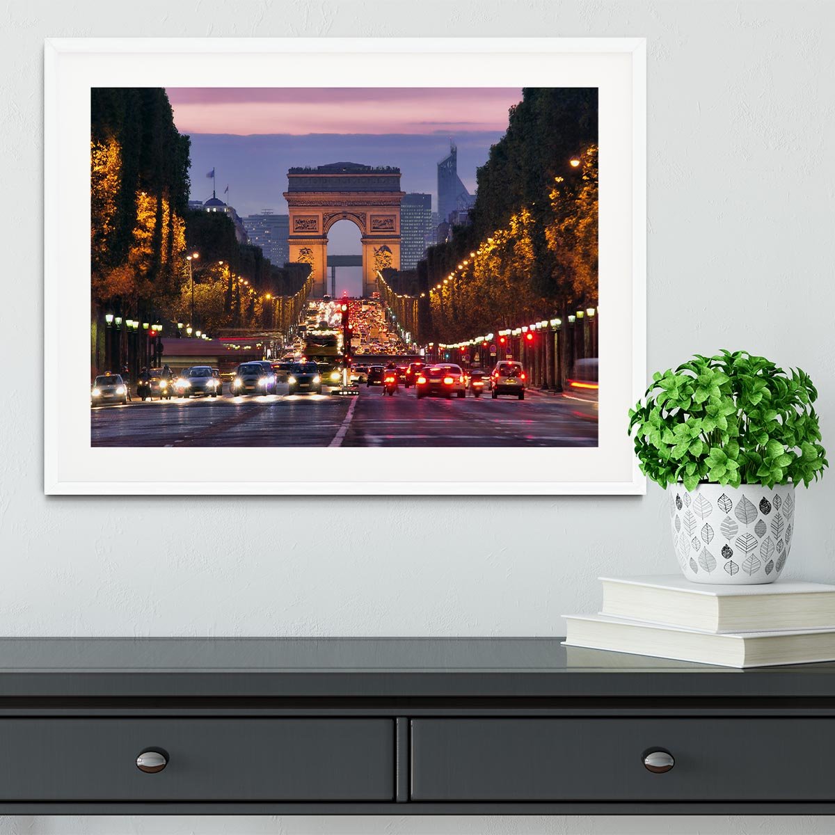 Paris Champs Elysees at night Framed Print - Canvas Art Rocks - 5