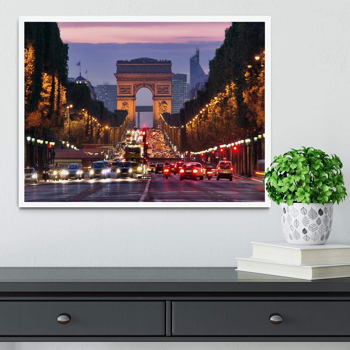 Paris Champs Elysees at night Framed Print - Canvas Art Rocks -6