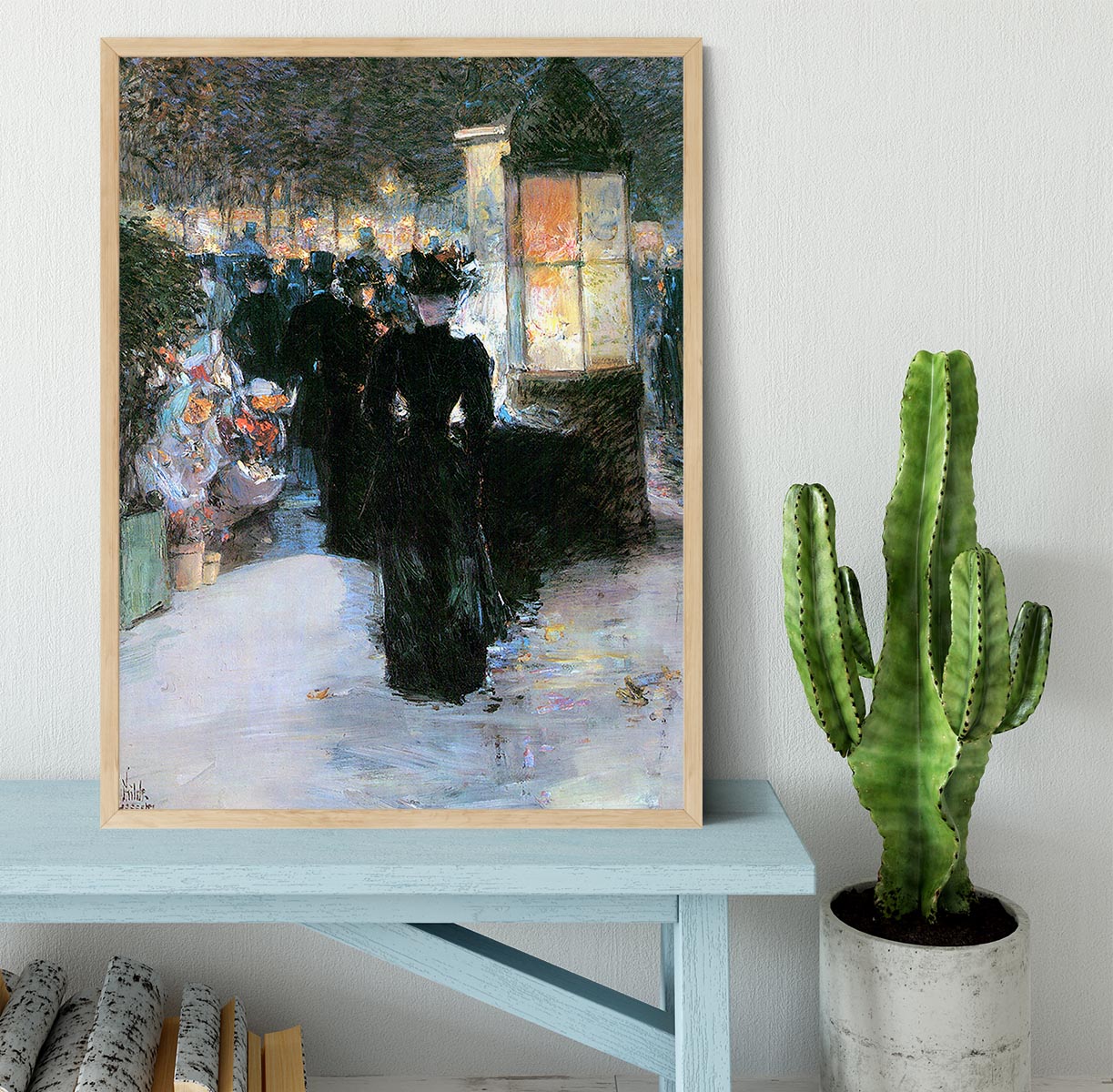 Paris Nocturne by Hassam Framed Print - Canvas Art Rocks - 4