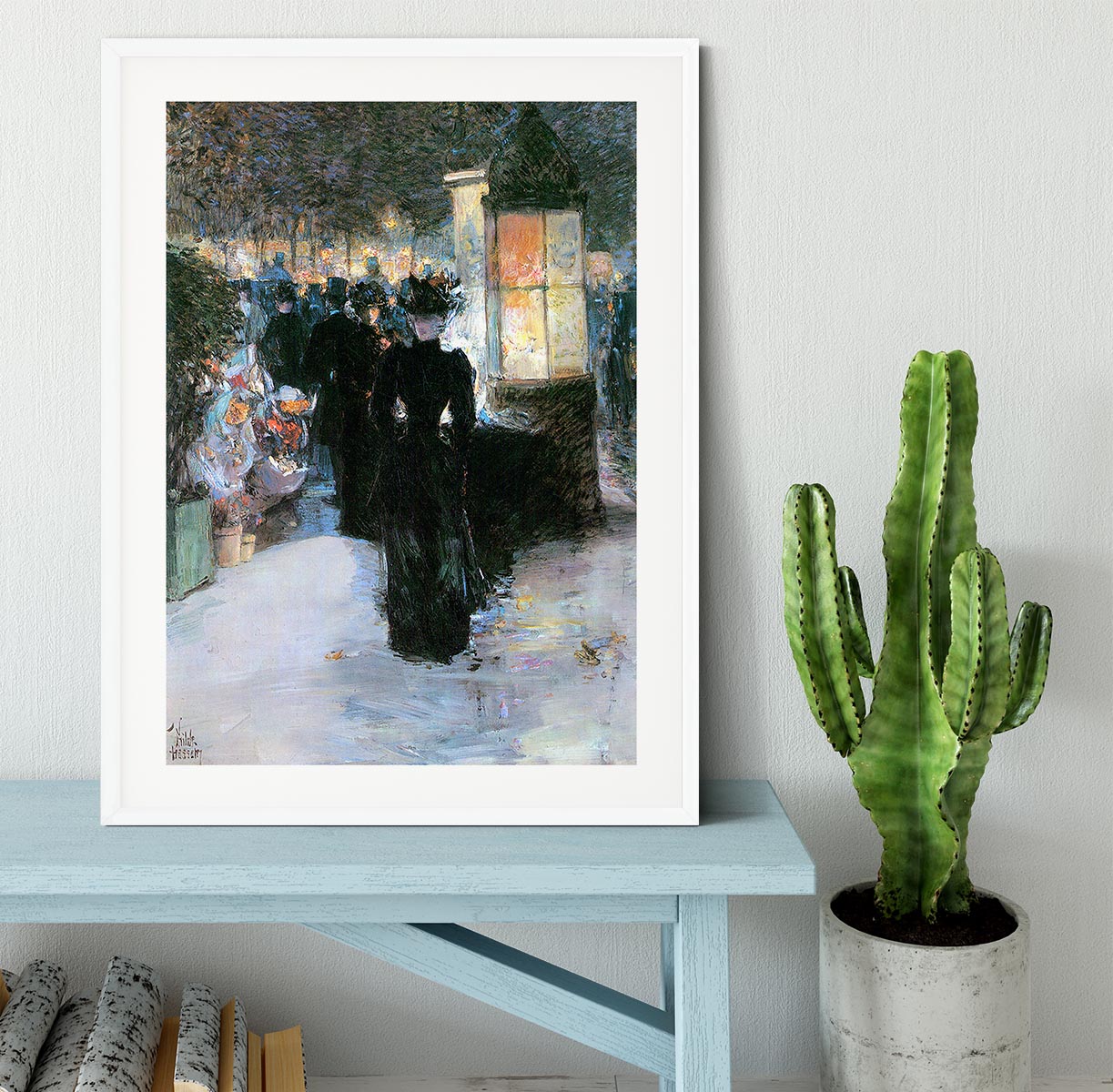 Paris Nocturne by Hassam Framed Print - Canvas Art Rocks - 5