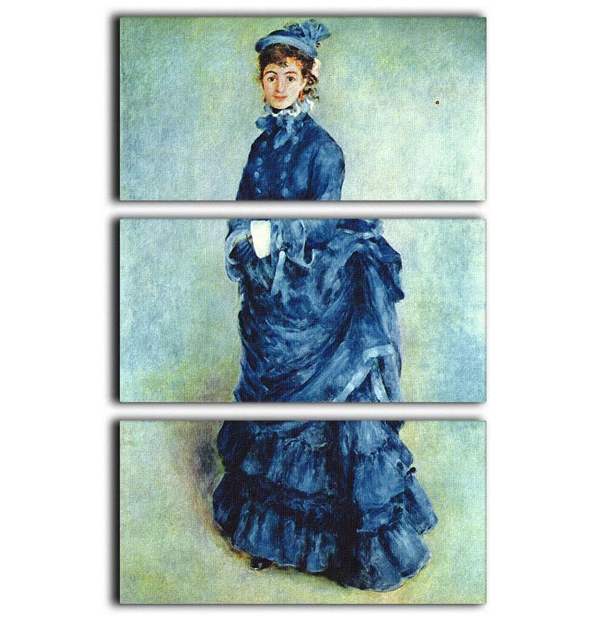 Paris girl the lady in blue by Renoir 3 Split Panel Canvas Print - Canvas Art Rocks - 1