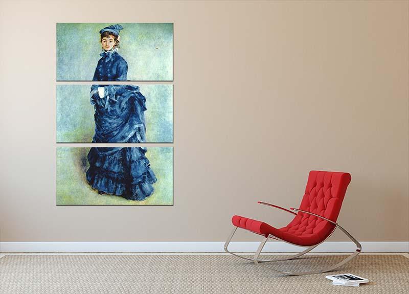 Paris girl the lady in blue by Renoir 3 Split Panel Canvas Print - Canvas Art Rocks - 2