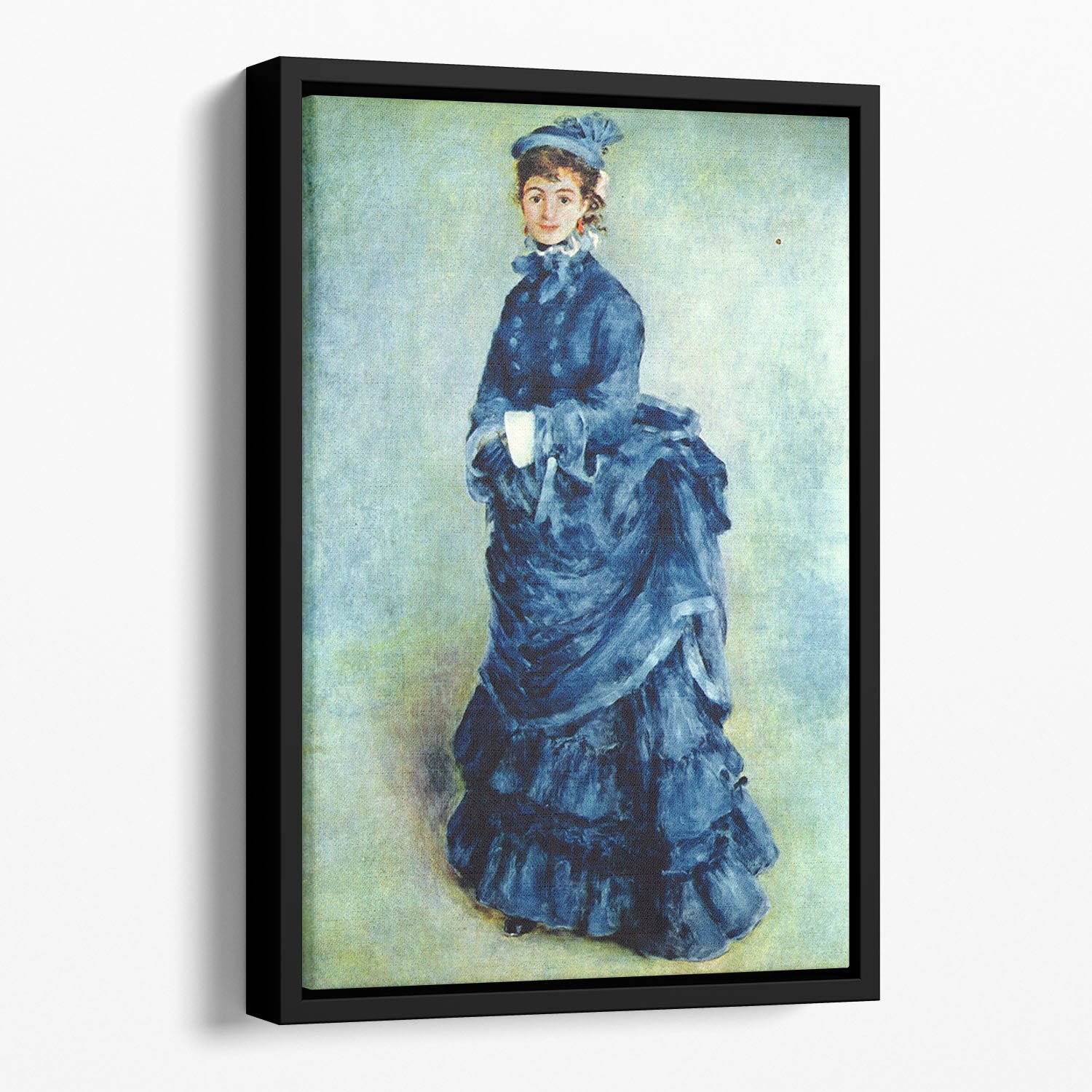 Paris girl the lady in blue by Renoir Floating Framed Canvas
