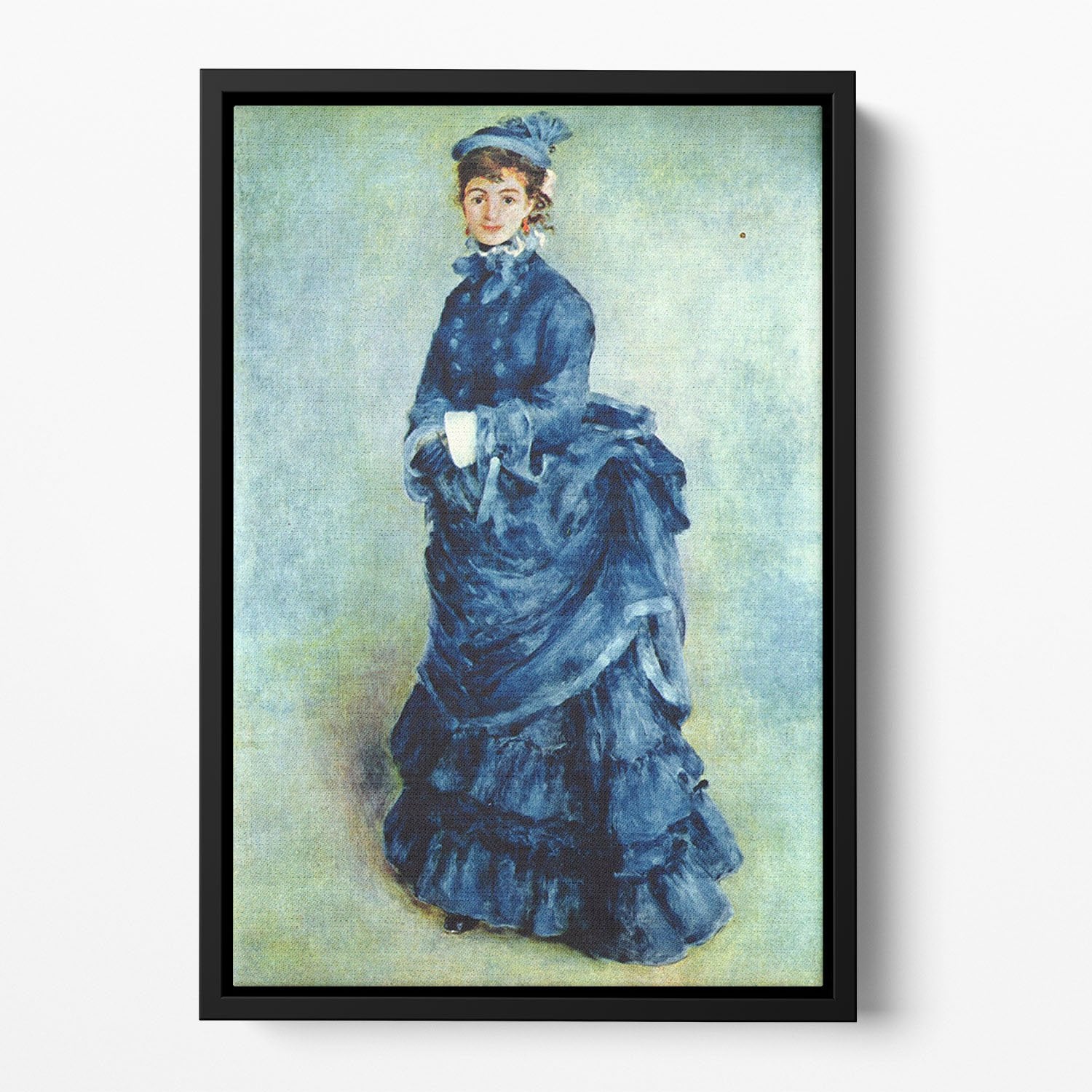 Paris girl the lady in blue by Renoir Floating Framed Canvas