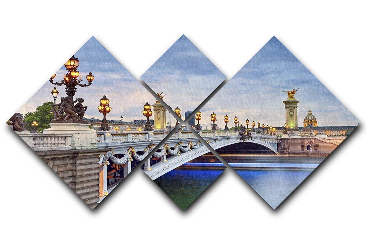 Paris image of the Alexandre III 4 Square Multi Panel Canvas  - Canvas Art Rocks - 1