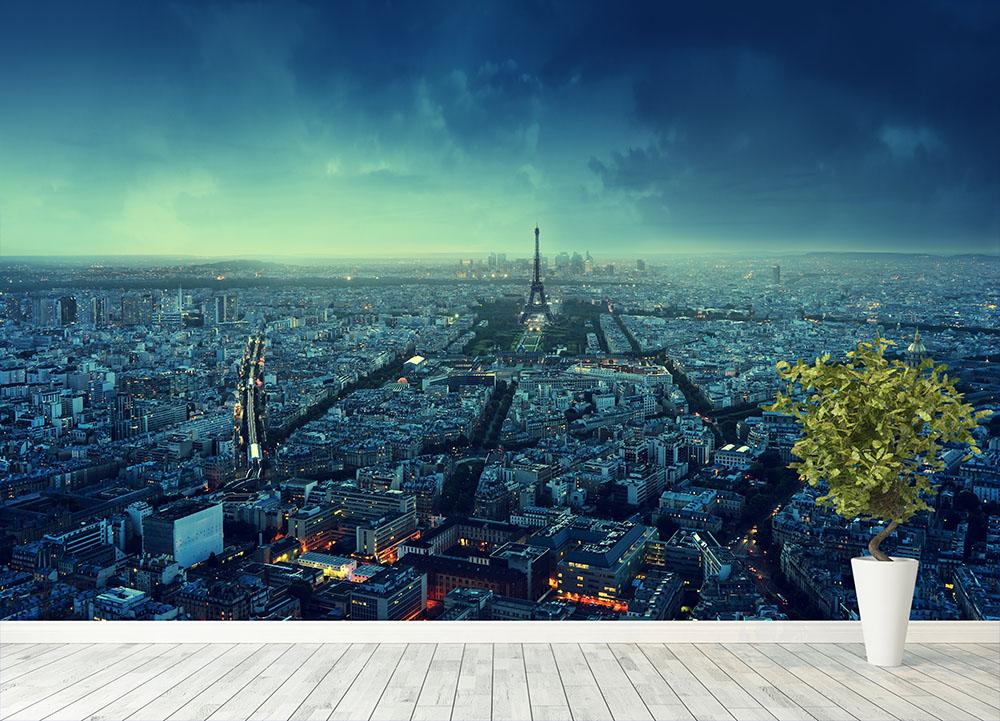 Paris skyline at sunset Wall Mural Wallpaper - Canvas Art Rocks - 4