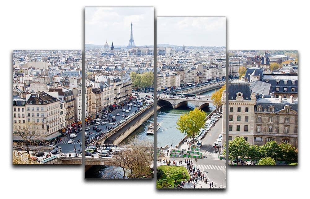 Paris skyline from the top of Notre Dame 4 Split Panel Canvas  - Canvas Art Rocks - 1