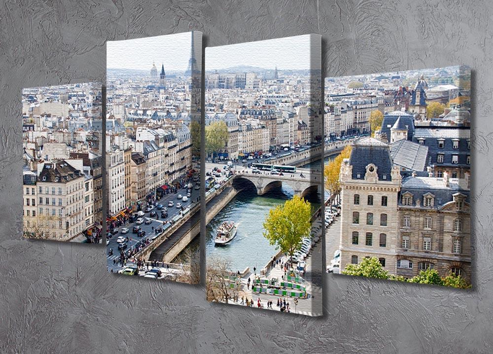 Paris skyline from the top of Notre Dame 4 Split Panel Canvas  - Canvas Art Rocks - 2
