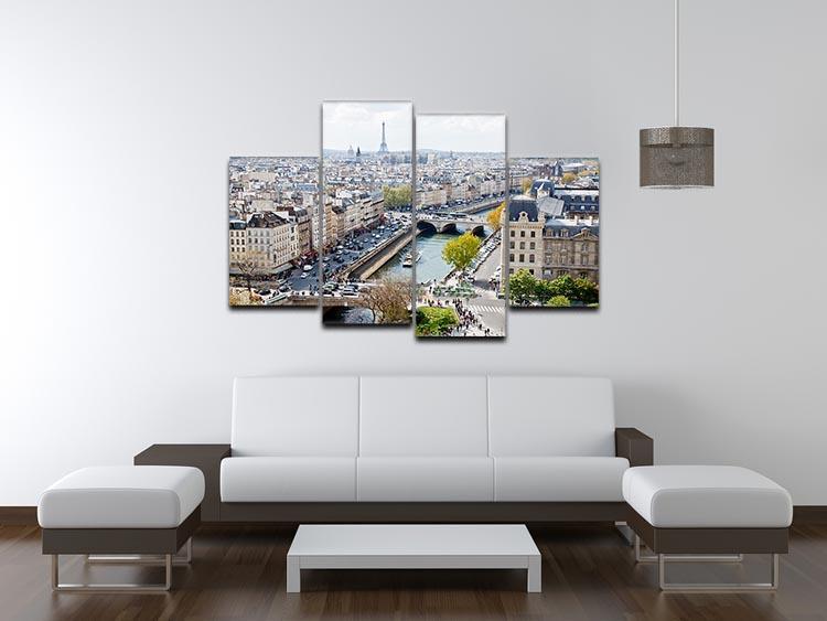 Paris skyline from the top of Notre Dame 4 Split Panel Canvas  - Canvas Art Rocks - 3