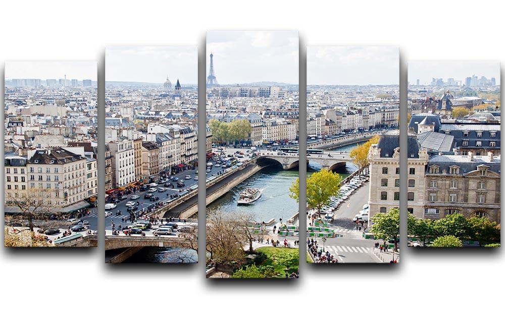 Paris skyline from the top of Notre Dame 5 Split Panel Canvas  - Canvas Art Rocks - 1