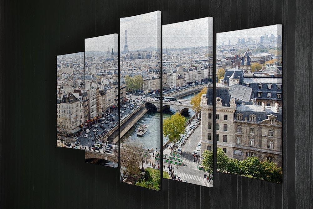 Paris skyline from the top of Notre Dame 5 Split Panel Canvas  - Canvas Art Rocks - 2