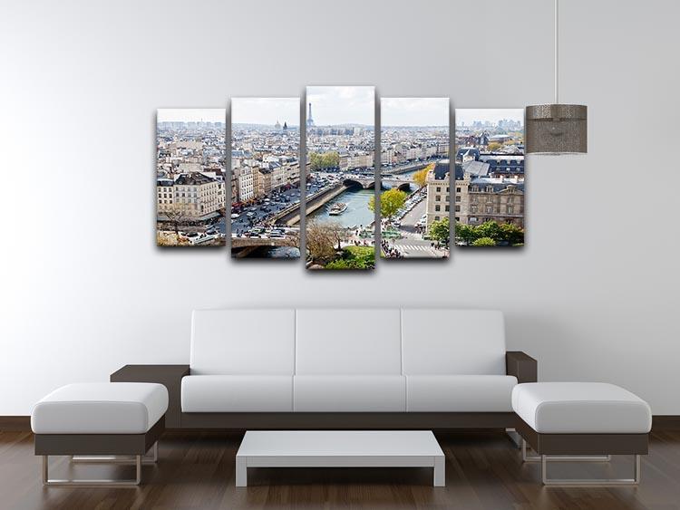 Paris skyline from the top of Notre Dame 5 Split Panel Canvas  - Canvas Art Rocks - 3