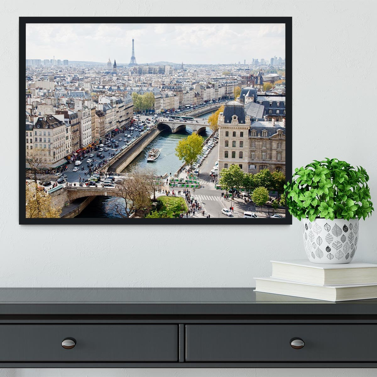 Paris skyline from the top of Notre Dame Framed Print - Canvas Art Rocks - 2