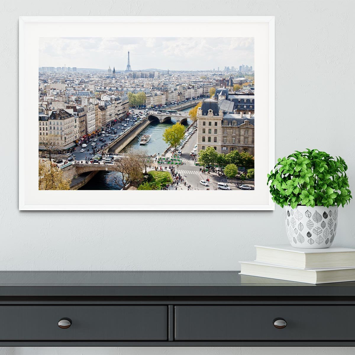Paris skyline from the top of Notre Dame Framed Print - Canvas Art Rocks - 5