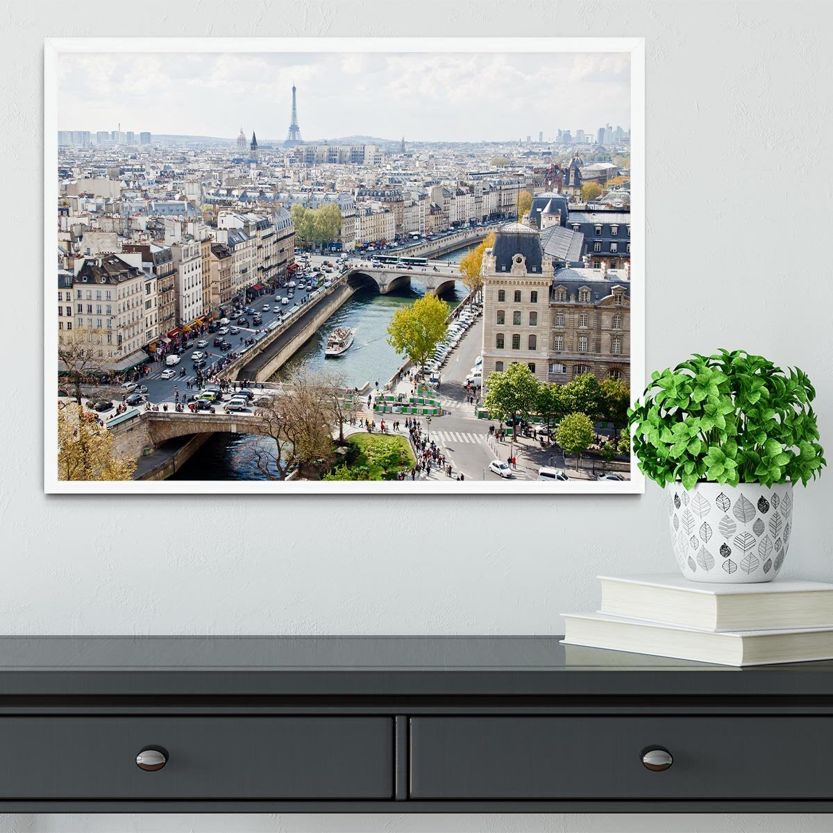 Paris skyline from the top of Notre Dame Framed Print - Canvas Art Rocks -6