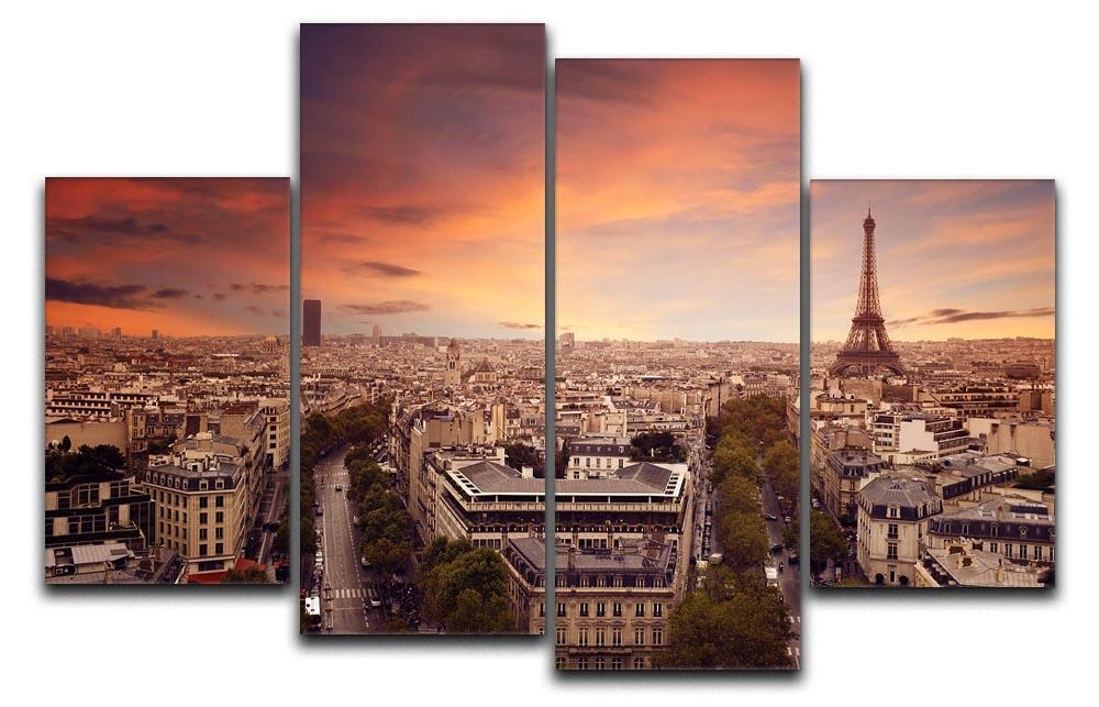 Paris sunset Skyline 4 Split Panel Canvas  - Canvas Art Rocks - 1