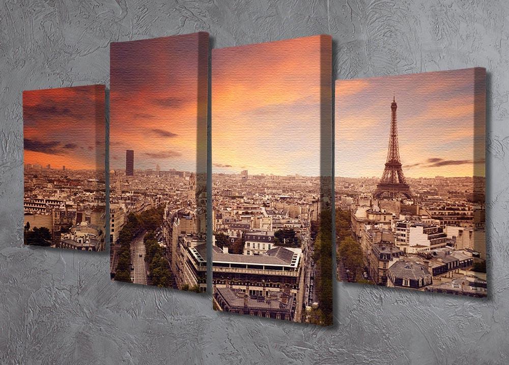 Paris sunset Skyline 4 Split Panel Canvas  - Canvas Art Rocks - 2