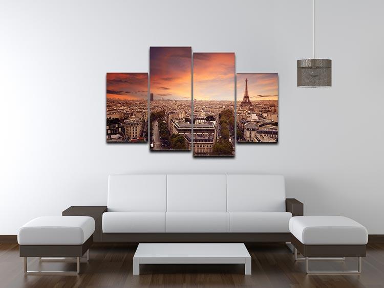 Paris sunset Skyline 4 Split Panel Canvas  - Canvas Art Rocks - 3