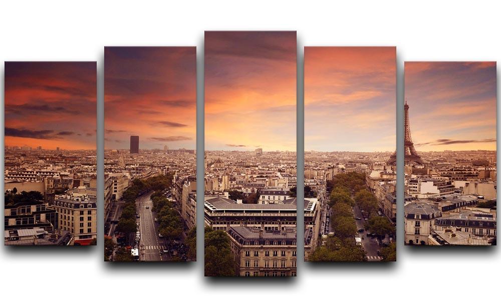 Paris sunset Skyline 5 Split Panel Canvas  - Canvas Art Rocks - 1