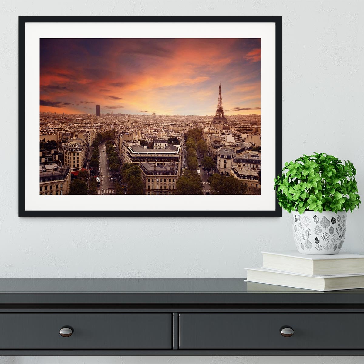 Paris sunset Skyline Framed Print - Canvas Art Rocks - 1