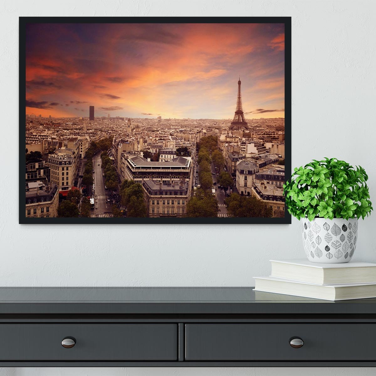 Paris sunset Skyline Framed Print - Canvas Art Rocks - 2