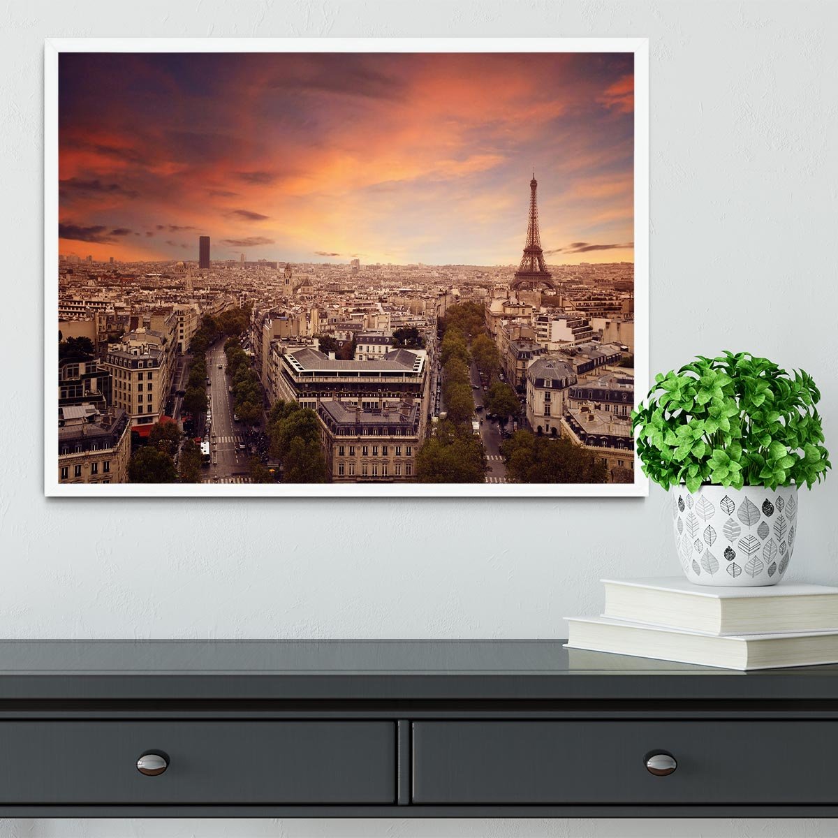 Paris sunset Skyline Framed Print - Canvas Art Rocks -6
