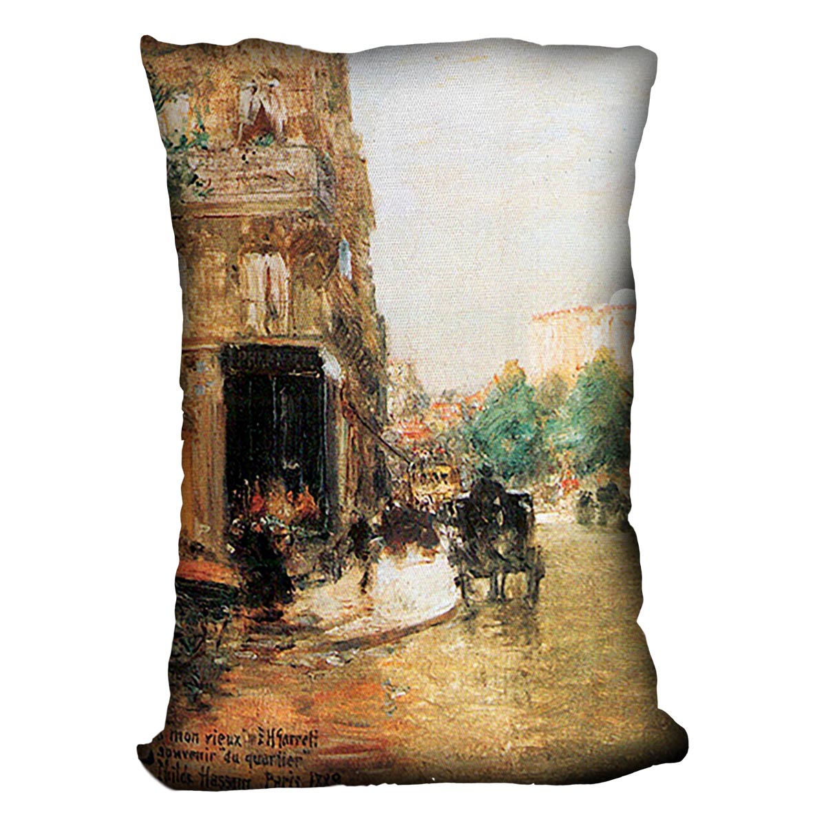 Parisian street scene 2 by Hassam Cushion - Canvas Art Rocks - 4