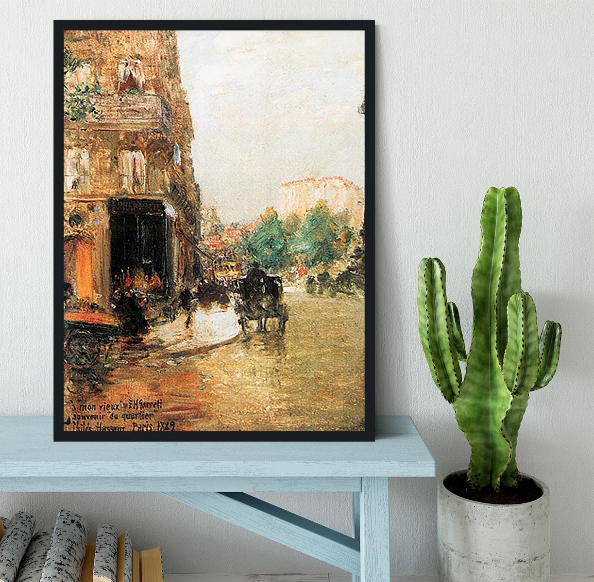 Parisian street scene 2 by Hassam Framed Print - Canvas Art Rocks - 2