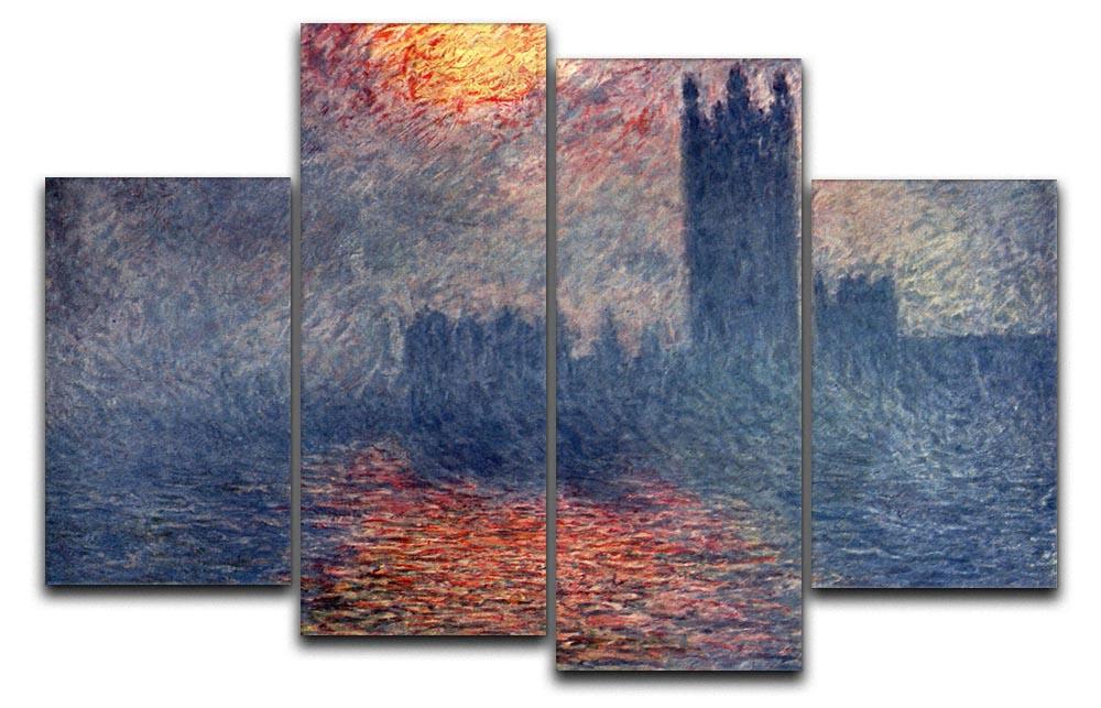 Parliament in London by Monet 4 Split Panel Canvas  - Canvas Art Rocks - 1