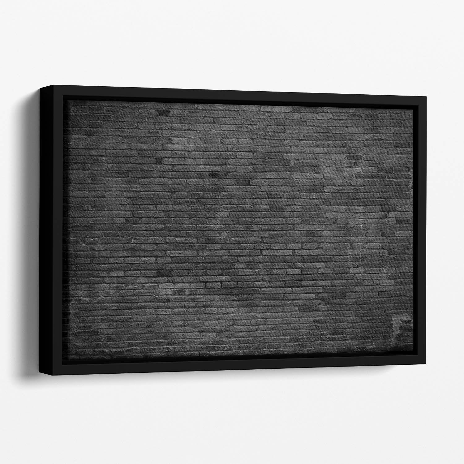 Part of black painted brick Floating Framed Canvas