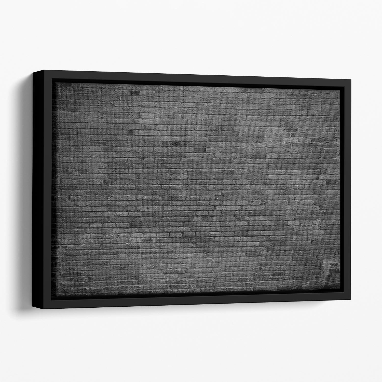 Part of black painted brick Floating Framed Canvas - Canvas Art Rocks - 1
