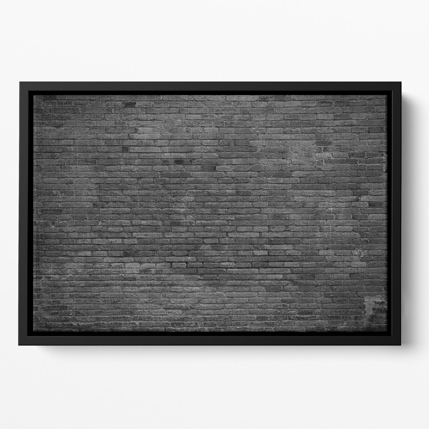 Part of black painted brick Floating Framed Canvas - Canvas Art Rocks - 2