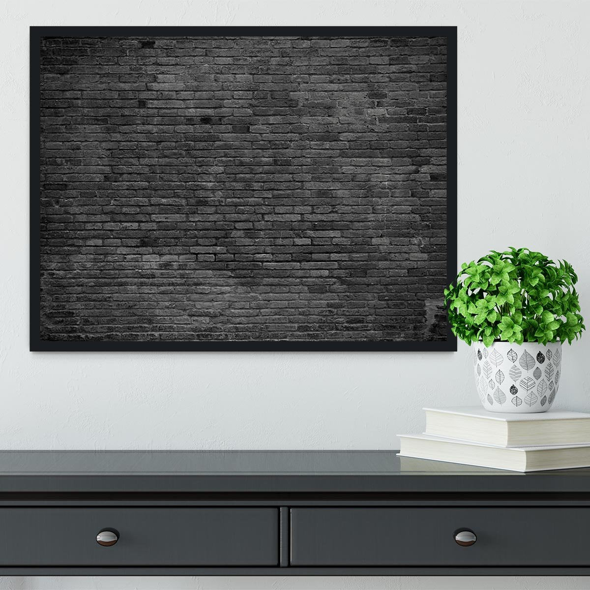 Part of black painted brick Framed Print - Canvas Art Rocks - 2