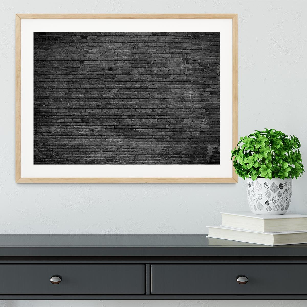 Part of black painted brick Framed Print - Canvas Art Rocks - 3
