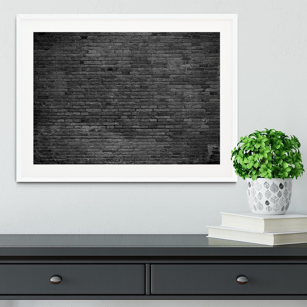 Part of black painted brick Framed Print - Canvas Art Rocks - 5