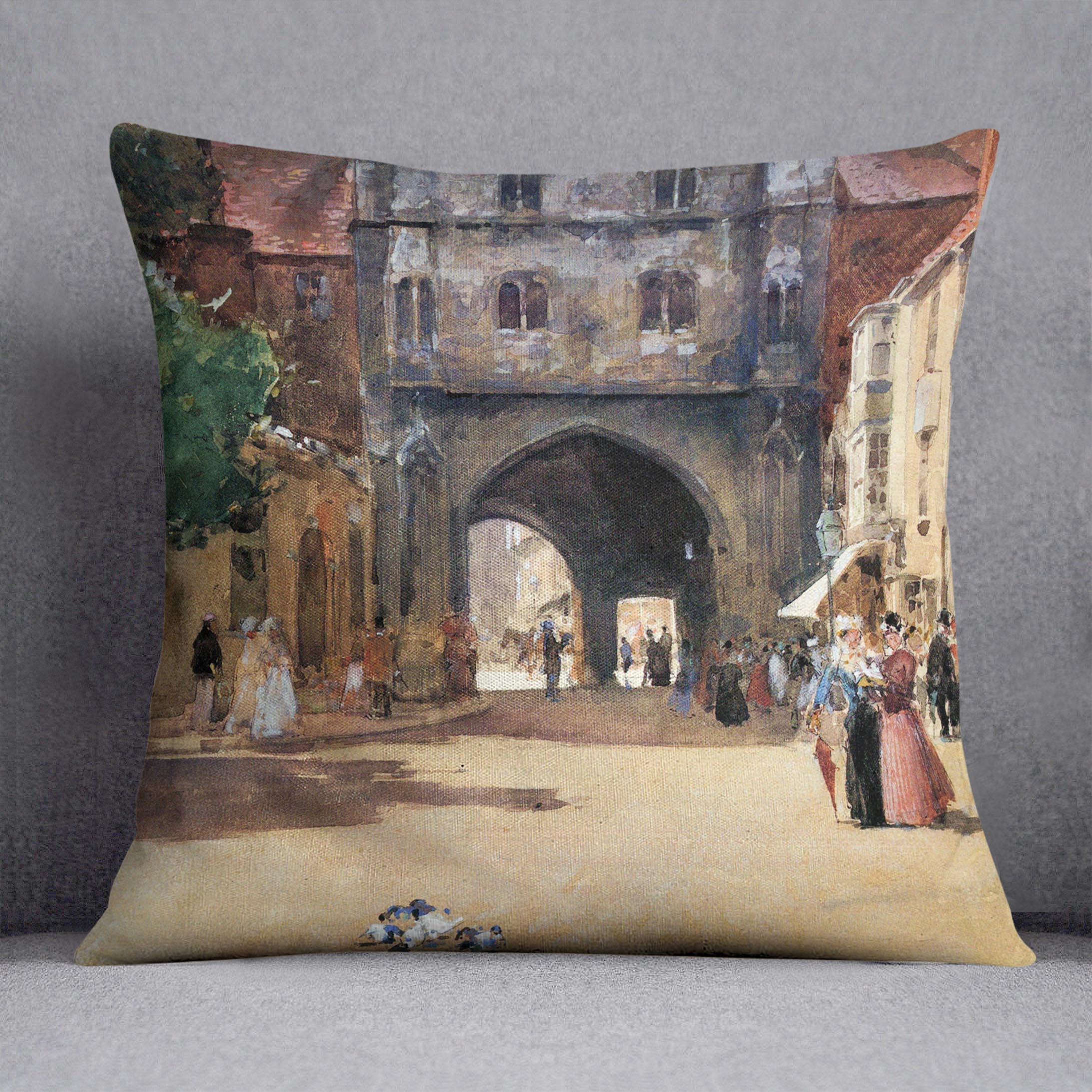 Passage in Canterbury by Hassam Cushion - Canvas Art Rocks - 1