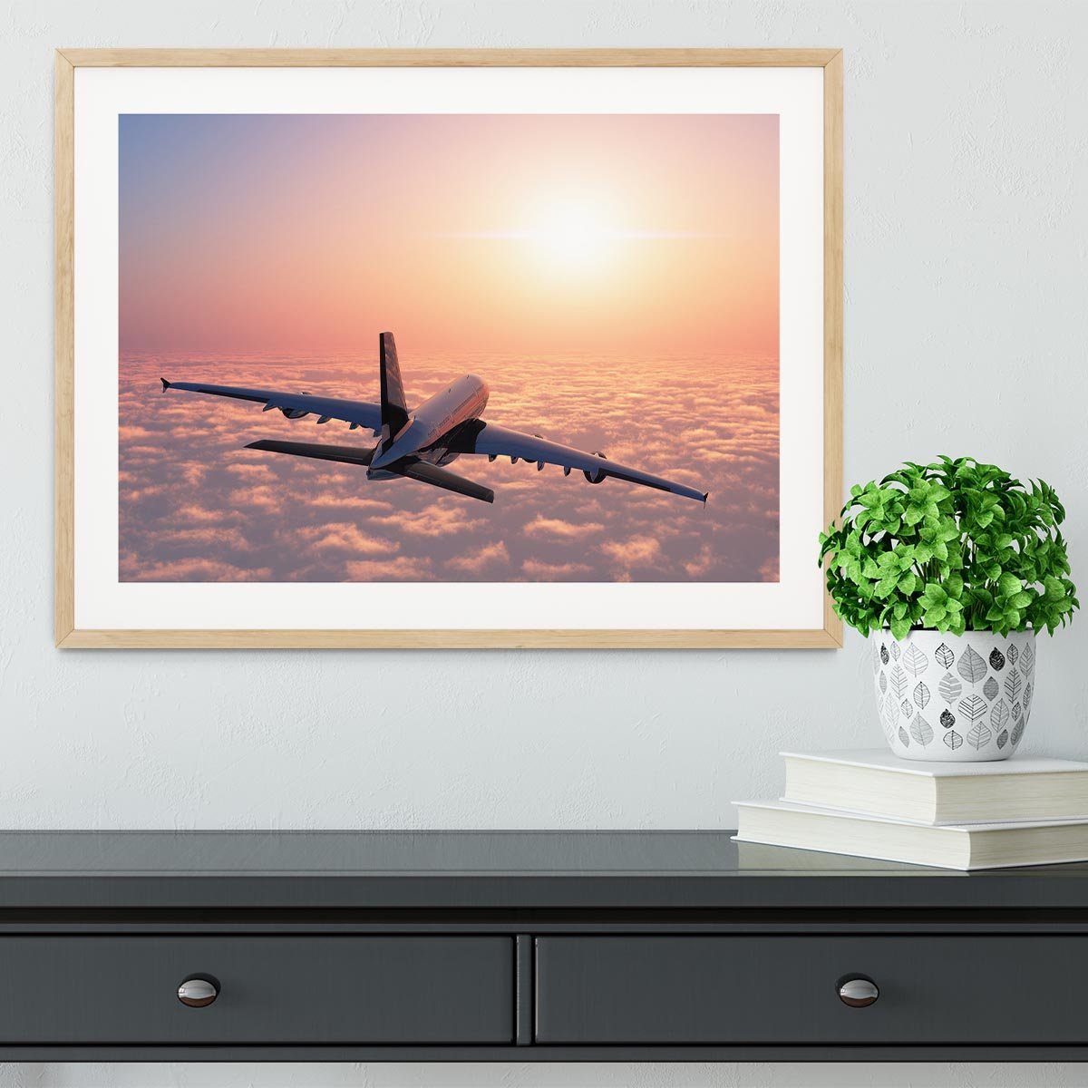 Passenger plane above the clouds Framed Print - Canvas Art Rocks - 3