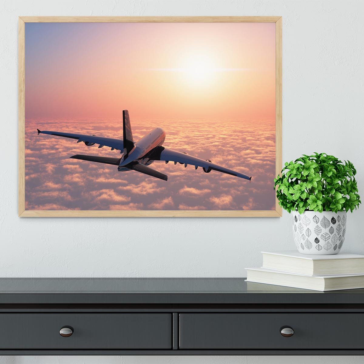 Passenger plane above the clouds Framed Print - Canvas Art Rocks - 4