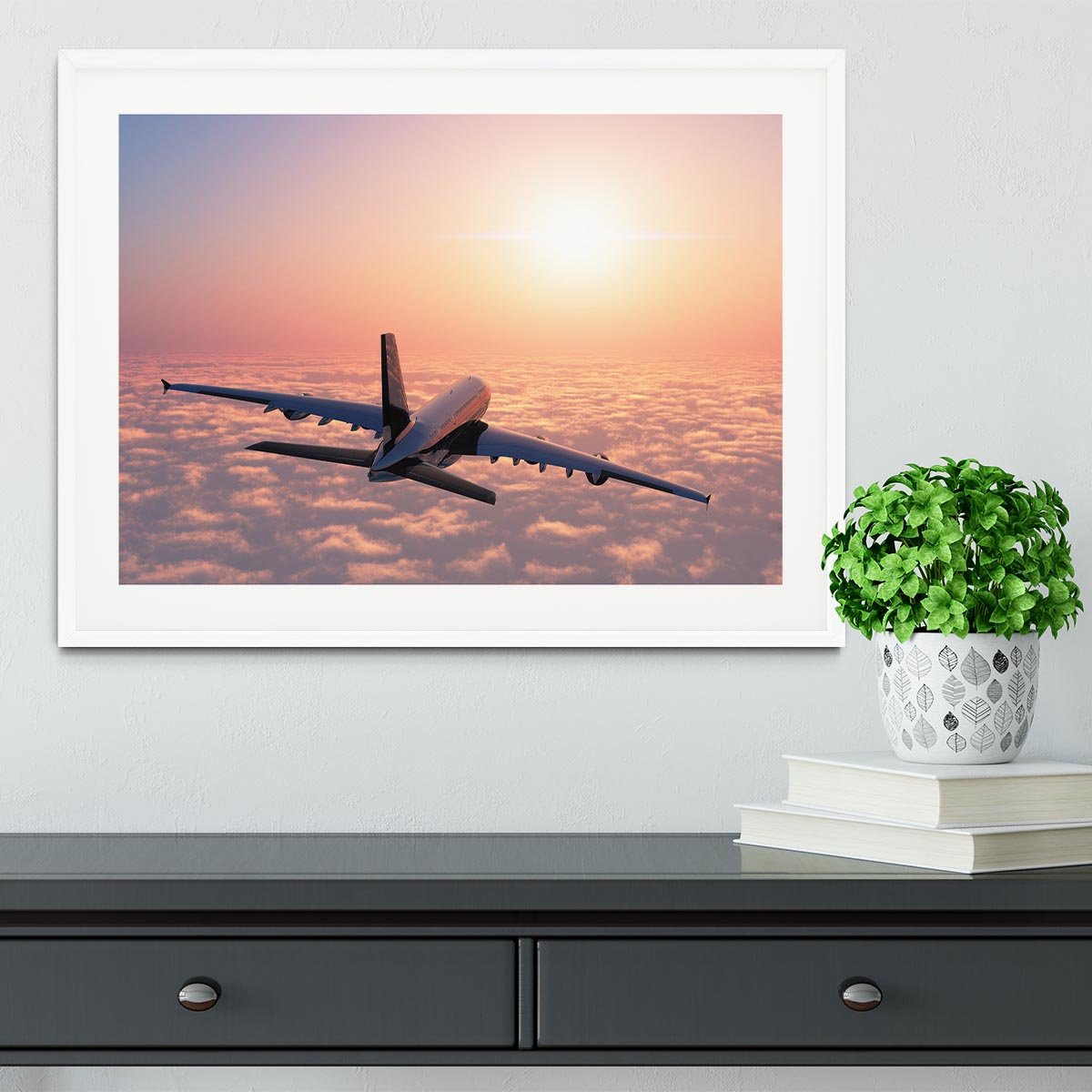 Passenger plane above the clouds Framed Print - Canvas Art Rocks - 5
