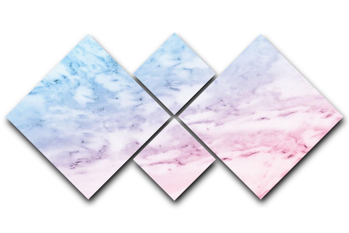 Pastel blue and pink marble 4 Square Multi Panel Canvas  - Canvas Art Rocks - 1