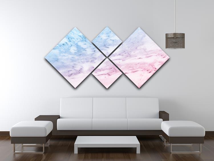 Pastel blue and pink marble 4 Square Multi Panel Canvas  - Canvas Art Rocks - 3
