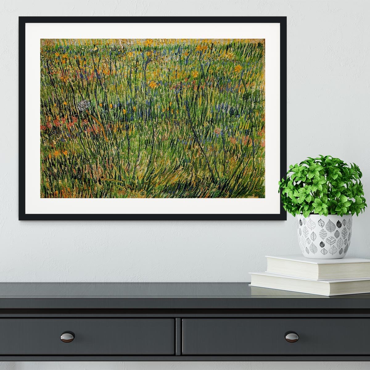 Pasture in Bloom by Van Gogh Framed Print - Canvas Art Rocks - 1