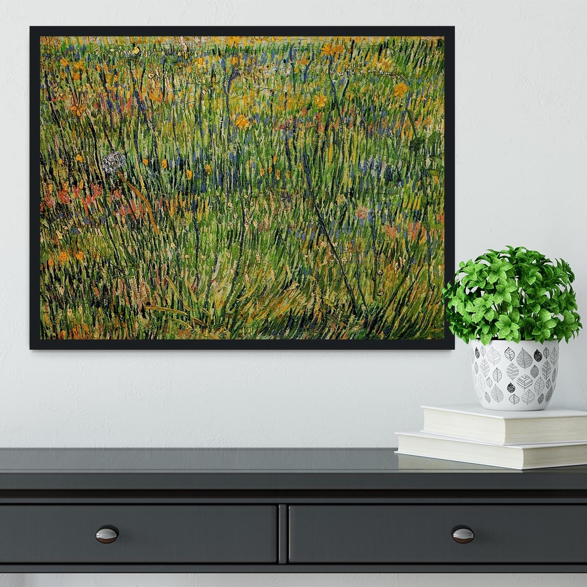 Pasture in Bloom by Van Gogh Framed Print - Canvas Art Rocks - 2