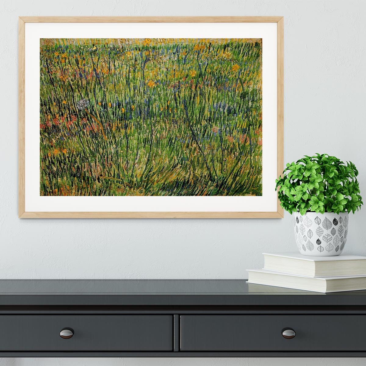 Pasture in Bloom by Van Gogh Framed Print - Canvas Art Rocks - 3