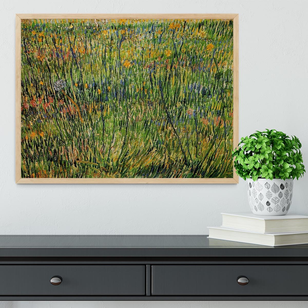 Pasture in Bloom by Van Gogh Framed Print - Canvas Art Rocks - 4