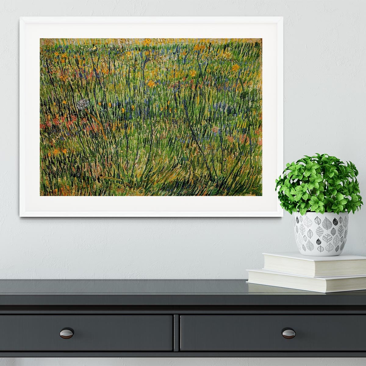 Pasture in Bloom by Van Gogh Framed Print - Canvas Art Rocks - 5