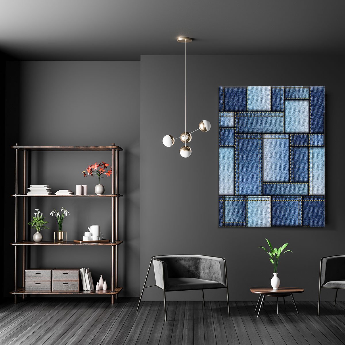 Patchwork of denim fabric Canvas Print or Poster