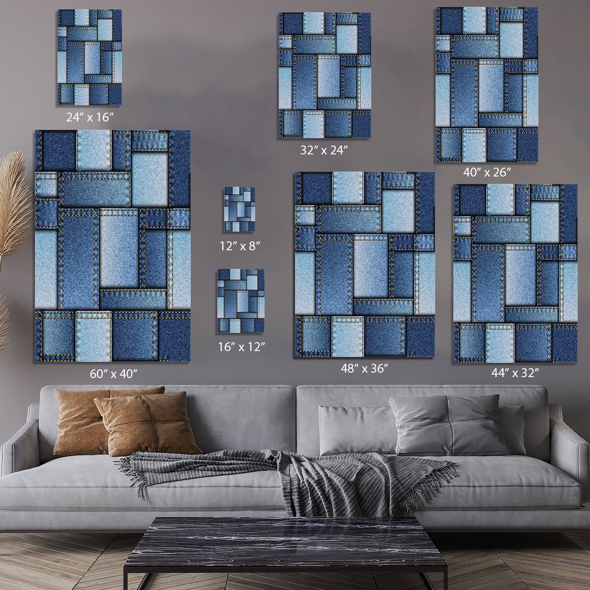 Patchwork of denim fabric Canvas Print or Poster