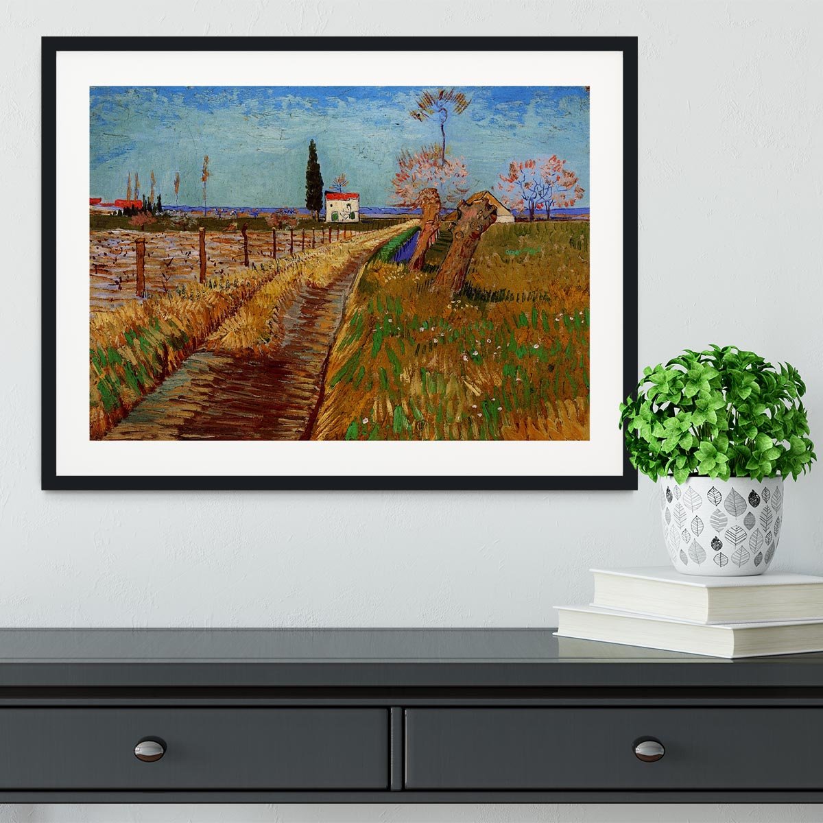 Path Through a Field with Willows by Van Gogh Framed Print - Canvas Art Rocks - 1