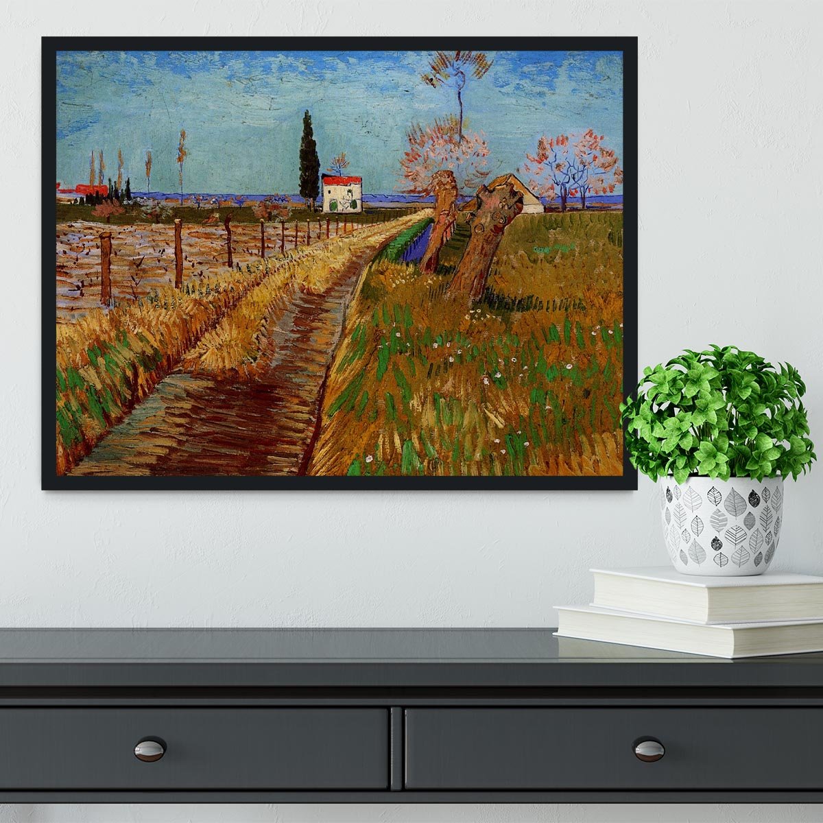 Path Through a Field with Willows by Van Gogh Framed Print - Canvas Art Rocks - 2